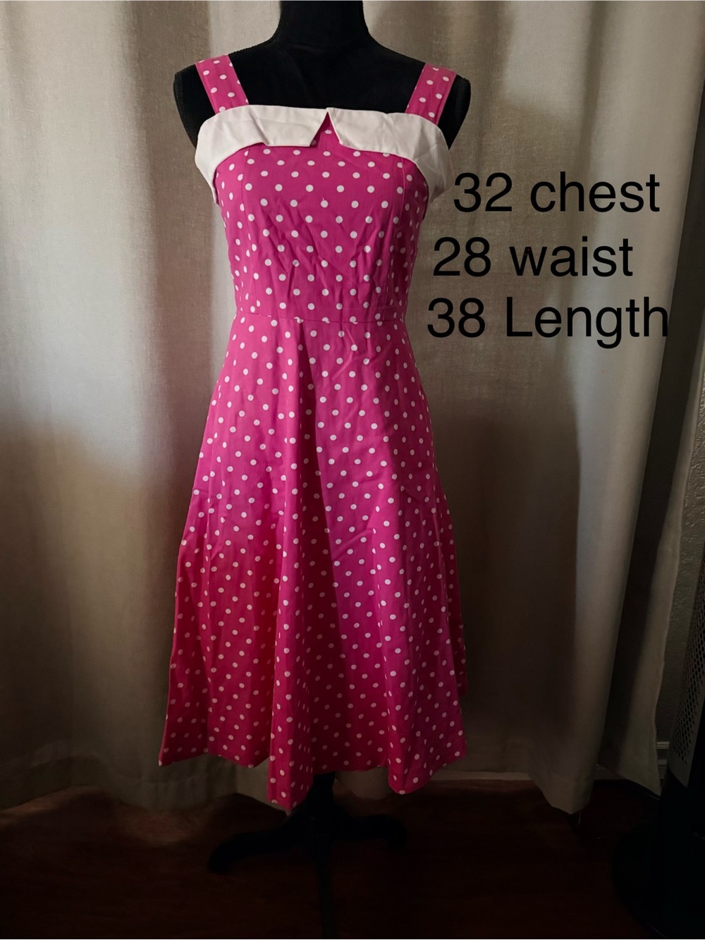 Pink Polka Dot Sleeveless Dress with White Accents